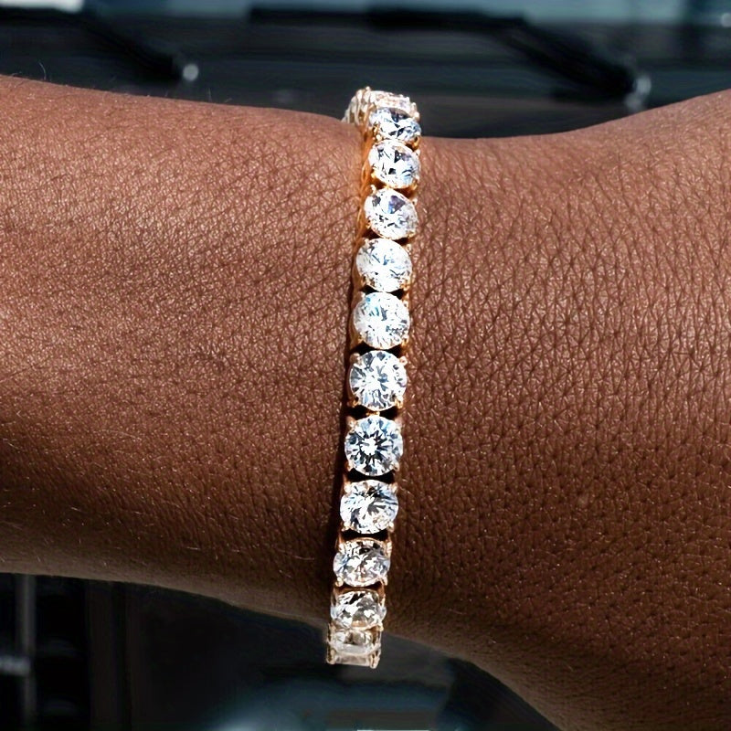 Glänzendes 5mm 5A Zirkonia Tennisarmband für Herren | Wasserdicht, Versilbert, Kupfer, Stilvoll, Geschenk