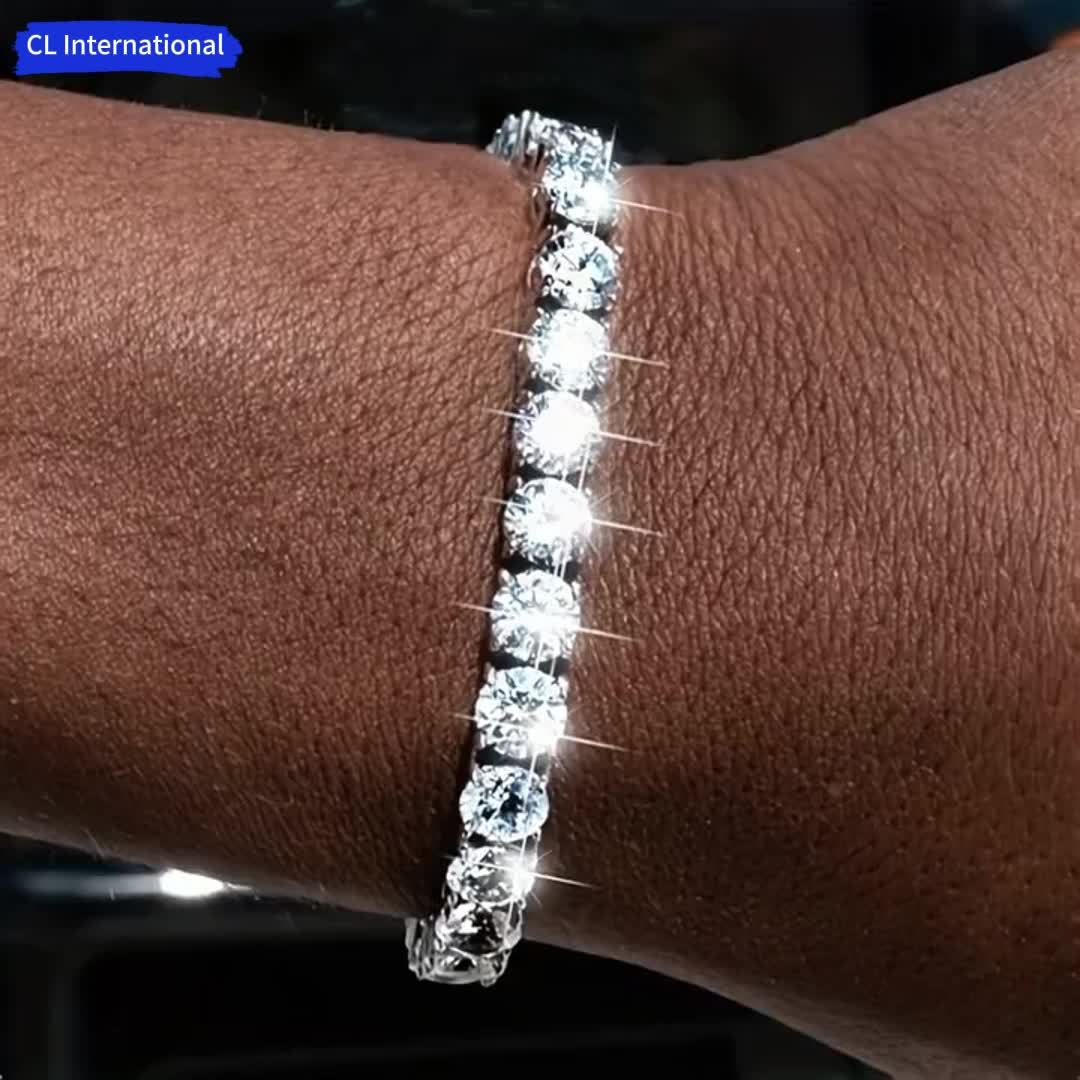 Glänzendes 5mm 5A Zirkonia Tennisarmband für Herren | Wasserdicht, Versilbert, Kupfer, Stilvoll, Geschenk