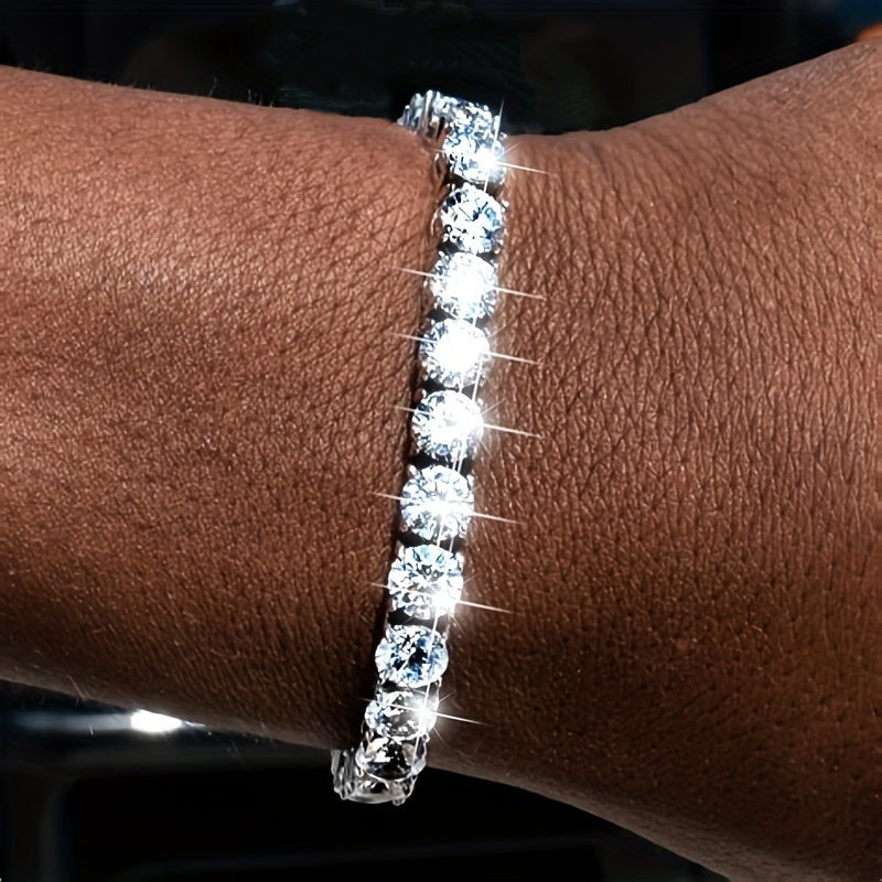 Glänzendes 5mm 5A Zirkonia Tennisarmband für Herren | Wasserdicht, Versilbert, Kupfer, Stilvoll, Geschenk