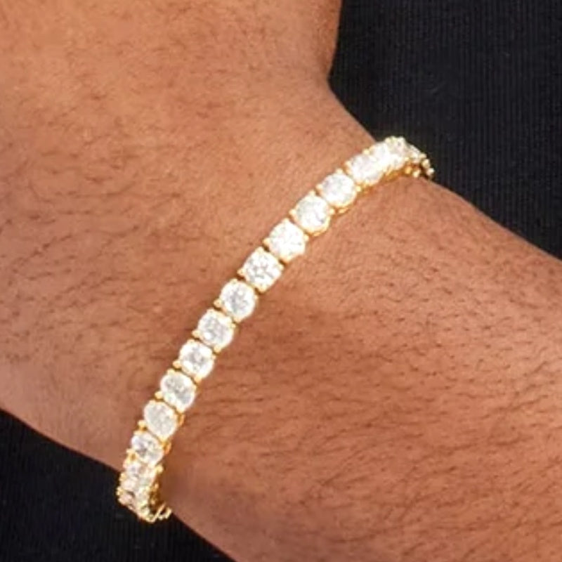 Glänzendes 5mm 5A Zirkonia Tennisarmband für Herren | Wasserdicht, Versilbert, Kupfer, Stilvoll, Geschenk