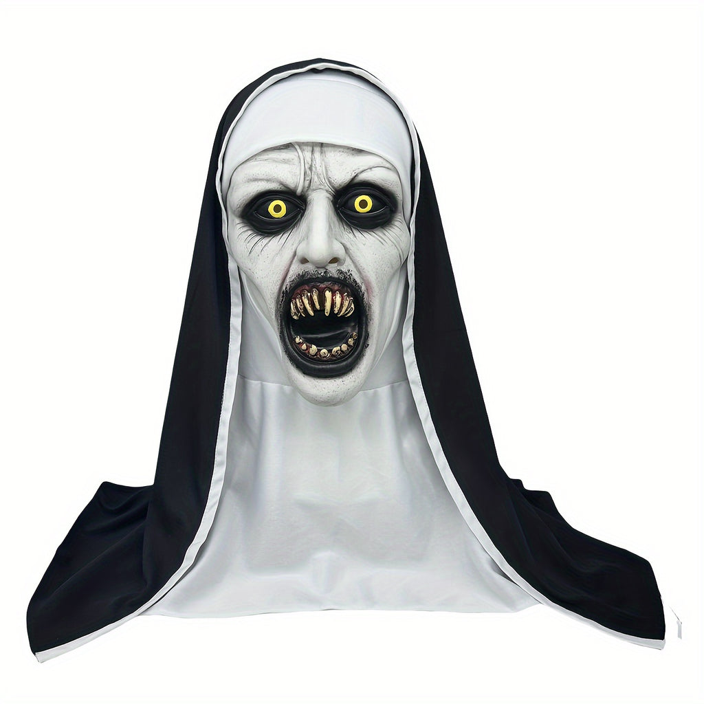 Realistische Gruselige Nonnenmaske aus Latex für Halloween – Handwaschbar Horror Kostüm Zubehör