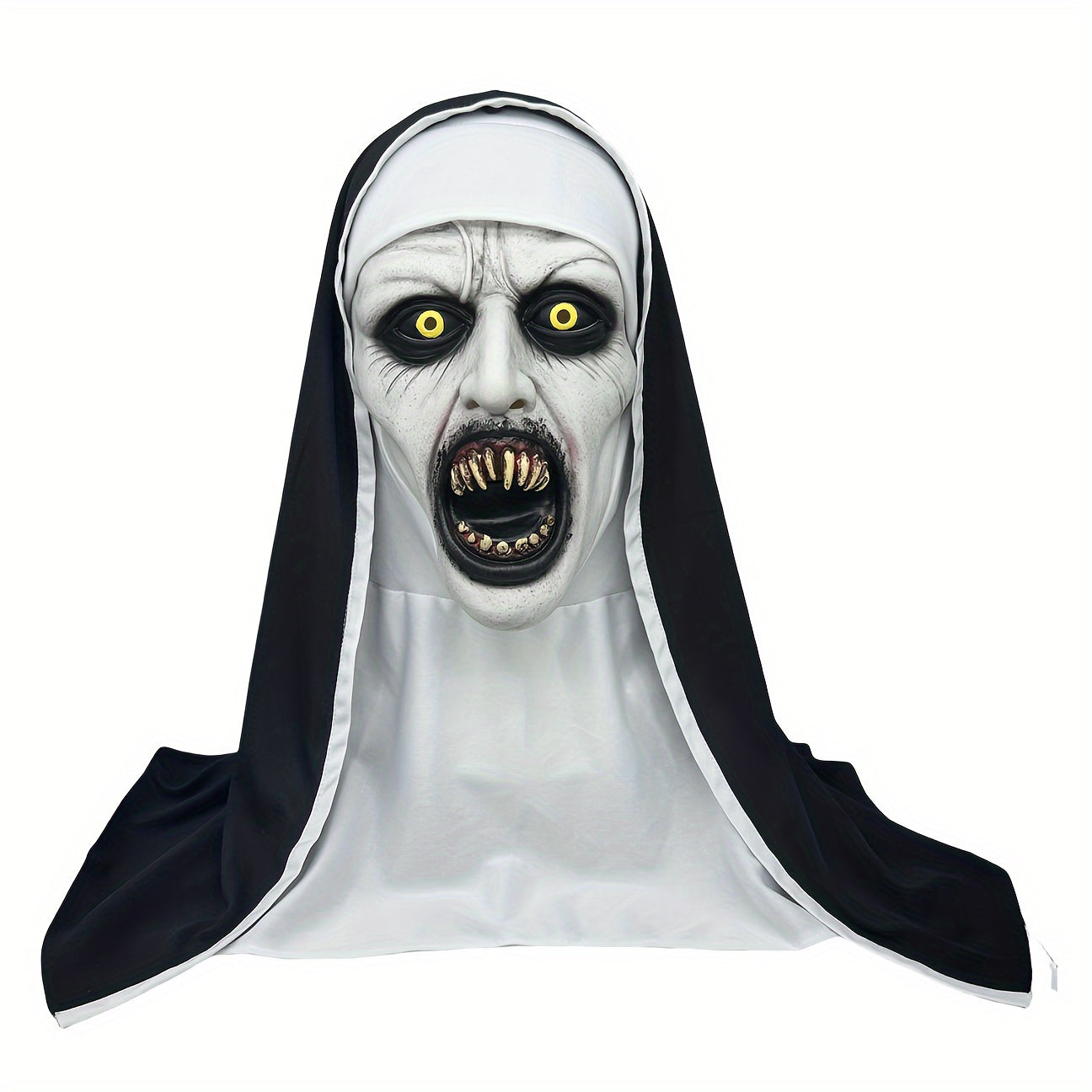 Realistische Gruselige Nonnenmaske aus Latex für Halloween – Handwaschbar Horror Kostüm Zubehör