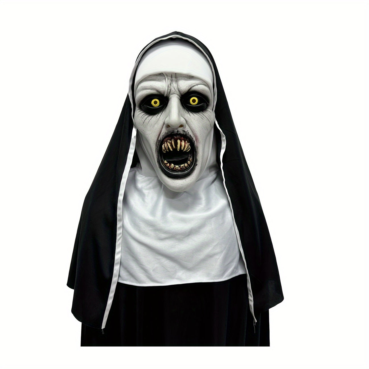 Realistische Gruselige Nonnenmaske aus Latex für Halloween – Handwaschbar Horror Kostüm Zubehör