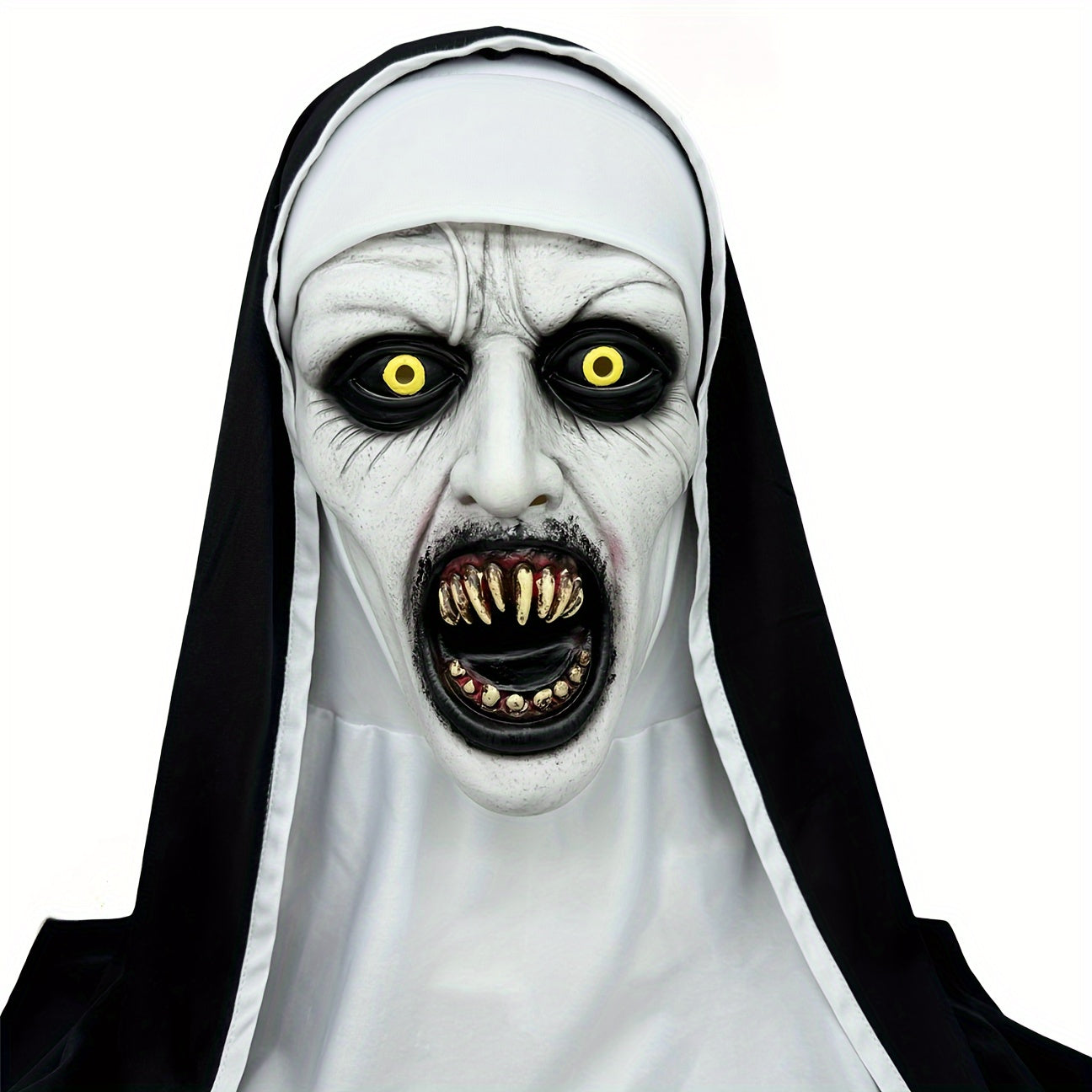 Realistische Gruselige Nonnenmaske aus Latex für Halloween – Handwaschbar Horror Kostüm Zubehör