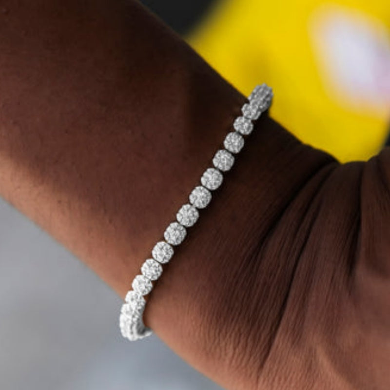 Glänzendes 5mm 5A Zirkonia Tennisarmband für Herren | Wasserdicht, Versilbert, Kupfer, Stilvoll, Geschenk