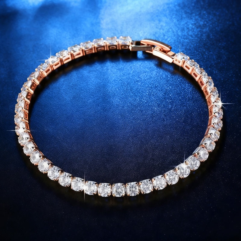 Glänzendes 5mm 5A Zirkonia Tennisarmband für Herren | Wasserdicht, Versilbert, Kupfer, Stilvoll, Geschenk